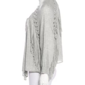 Rebecca Taylor fringe cardigan in gray